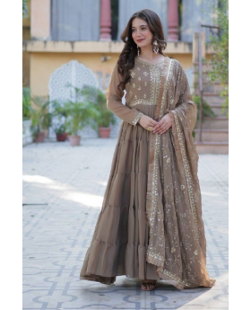 Lavender Star Georgette Dress with Embroidered Dupatta