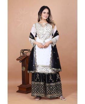 Black Heavy Faux Georgette Sharara Dupatta Suit Set