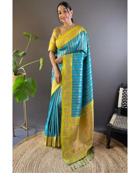 Sarees in blue soft silk with two original zari