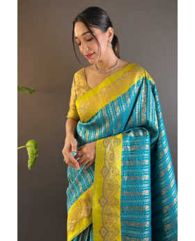 Sarees in blue soft silk with two original zari