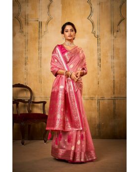 Chic Tissue Saree with Rich Contrast Border Detailing