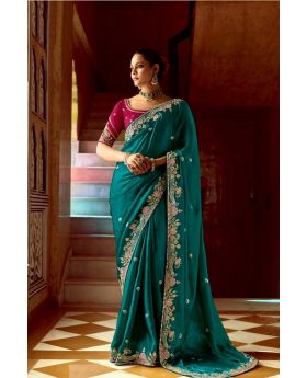 Designer Handcrafted Crush Silk Fancy Fabric Saree