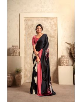 Elegant Soft Satin Saree with Striking Digital Prints