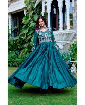 Fendy Silk Gown Set with Heavy Sequin & Thread Work