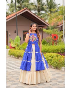 Festive Cotton Lehenga with Peplum Top & Gamthi Work Shrug