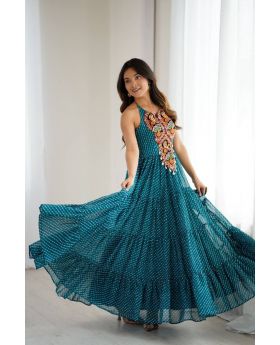 Festive Georgette Gown for Navratri Digital Printed