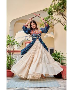 Gamthi Work Cotton Shrug & Lehenga Set for Navratri