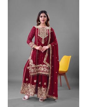 Georgette Sharara Set with Dori & Sequin Embroidery Work