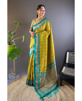 Sarees in green soft silk with two original zari