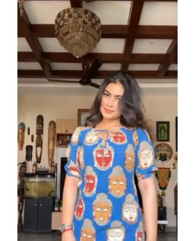 Handprinted Short Cotton Kurti with Kathak-Inspired Motifs
