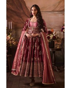 Japan Satin Anarkali Set with Sequins & Butterfly Net Dupatta