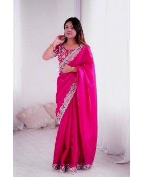 Jimmy Choo Silk Saree Set with Sequin Embroidery