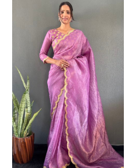 Designer border work and a lavender gold crush silk saree