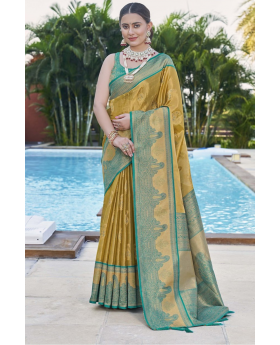 Mehandi's original Zari woven saree made of pure soft tissue