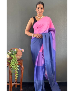 Digitally printed multicolored natural silk saree