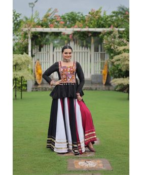 Multicolor  Designer Peplum Top & 8-Meter Flair Lehenga Set 