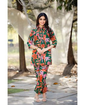 Multicolor Elegant Cotton Co-Ord Set for Women Kurta & Pant Combo
