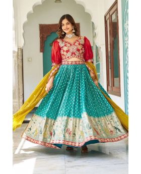Multicolor Embroidered Lehenga Choli with Georgette Dupatta 