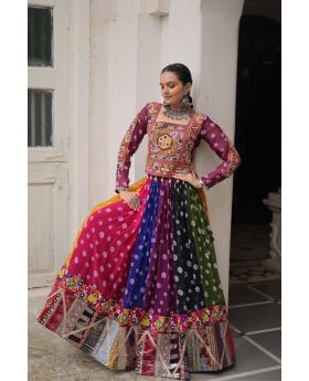 Multicolor Navratri Lehenga Choli Set Georgette Print