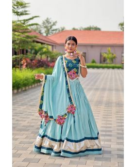 Navratri Lehenga Choli Set in Pure Cotton with Gamthi Work