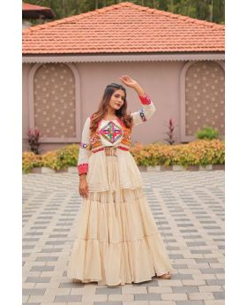 Offwhite Navratri Special Peplum Koti Choli Lehenga Set