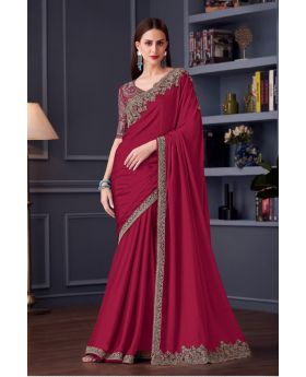 Opium Chiffon Silk Saree Ensemble with Silk Blouse  