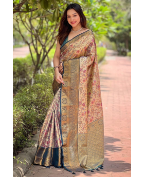 Zari weaves and premium silk sarees from Pista Green