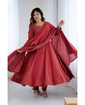 Pure Roman Shimmer Chanderi Silk Anarkali Pant Dupatta Set