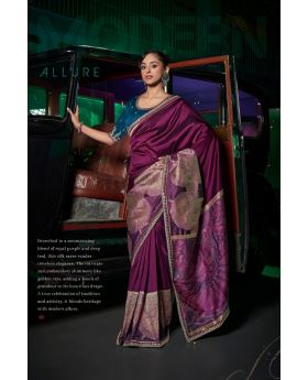 Pure Silk Saree with Woven & Lace Border With Embroidered Blouse