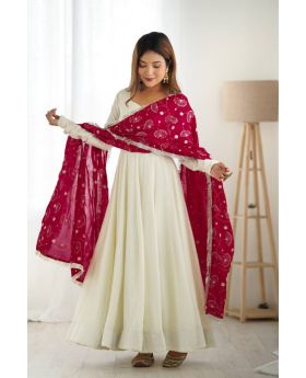 Pure Vichitra Silk Anarkali Suit with Dupatta &  Pants