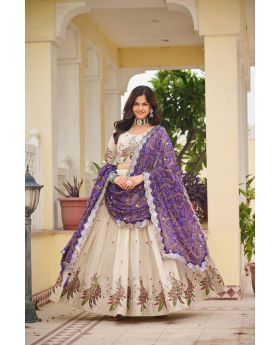 Purple Navratri Special Tissue Silk Lehenga Choli Set Bandhej Dupatta