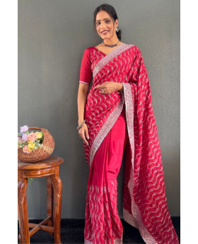 Zari Sequence Work Embroidered Silk Saree by Rani Chinnon