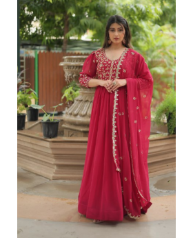 Fake Blooming Anarkali Gown by Rani with Dupatta Embroidery
