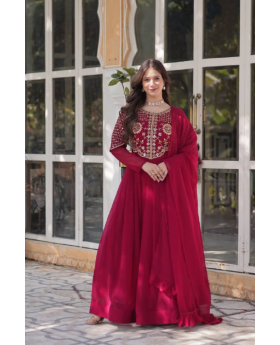 With a dupatta, the Rani Faux Blooming Georgette Anarkali suit