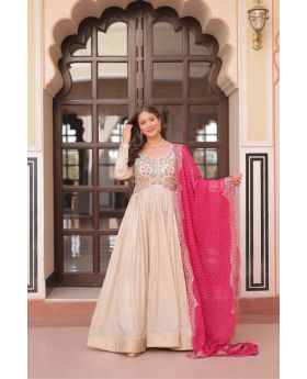Rani Elegant Cosmos Jacquard Gown with Pearl Bead Embroidery