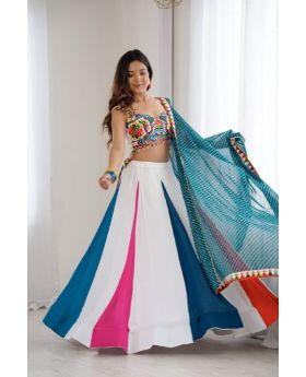 Rayon Lehenga Choli for Navratri with Mirror Thread & Kodi Work
