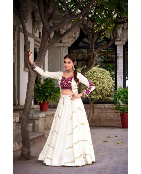 Rayon Navratri Lehenga with Gamthi Mirror Work Blouse