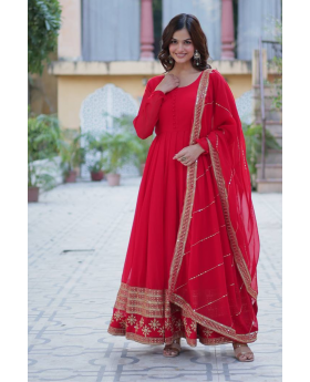 Purple Faux Flower Gown with Multi-Sequin Dupatta 