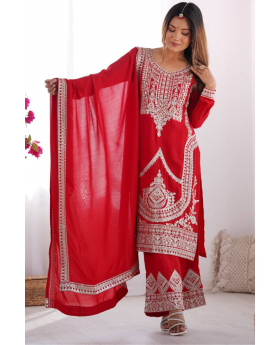 Pure Fox in Red Heavy Gown in Georgette with Dupatta