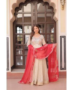 Red Elegant Cosmos Jacquard Gown with Pearl Bead Embroidery