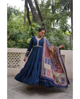 Roman Gown with Mirror Lace & Dupatta with Dori Jal Lace