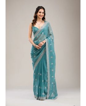 Teal Blue Heavy Rayon Printed Short Kurti