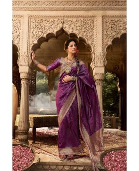 Soft Banarasi Silk Saree with Designer Blouse, Lace Border