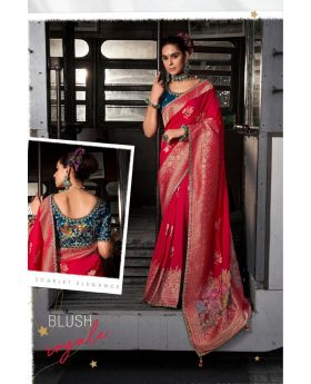 Soft Dola Viscose Silk Saree with Embroidered Fancy Lace Border