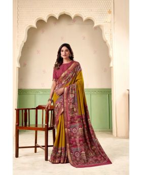 Soft Mul Cotton Saree with Exquisite Print & Zari Border