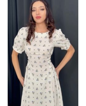 Casual & Brunch Wear Chic White Floral Midi Dress for Women