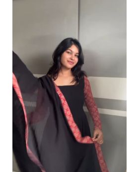 Georgette Anarkali Gown Set with Pants & Dupatta