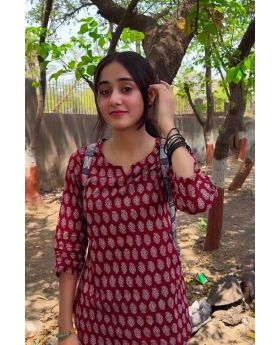 Rayon Cotton Short Kurti with Maroon Block Print