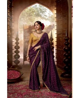 Pure Viscose Crepe Saree with Butti Weaving & Designer Lace