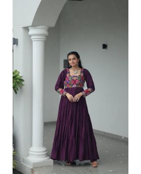 Rayon Navratri Gown with Gamthi Work & 12-Meter Flair